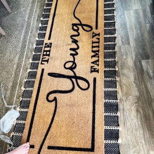 Personalized Flocked Coir Doormat  Custom Welcome Mat for Engagement  Wedding Gifts  Outdoor Rug for Double Doors