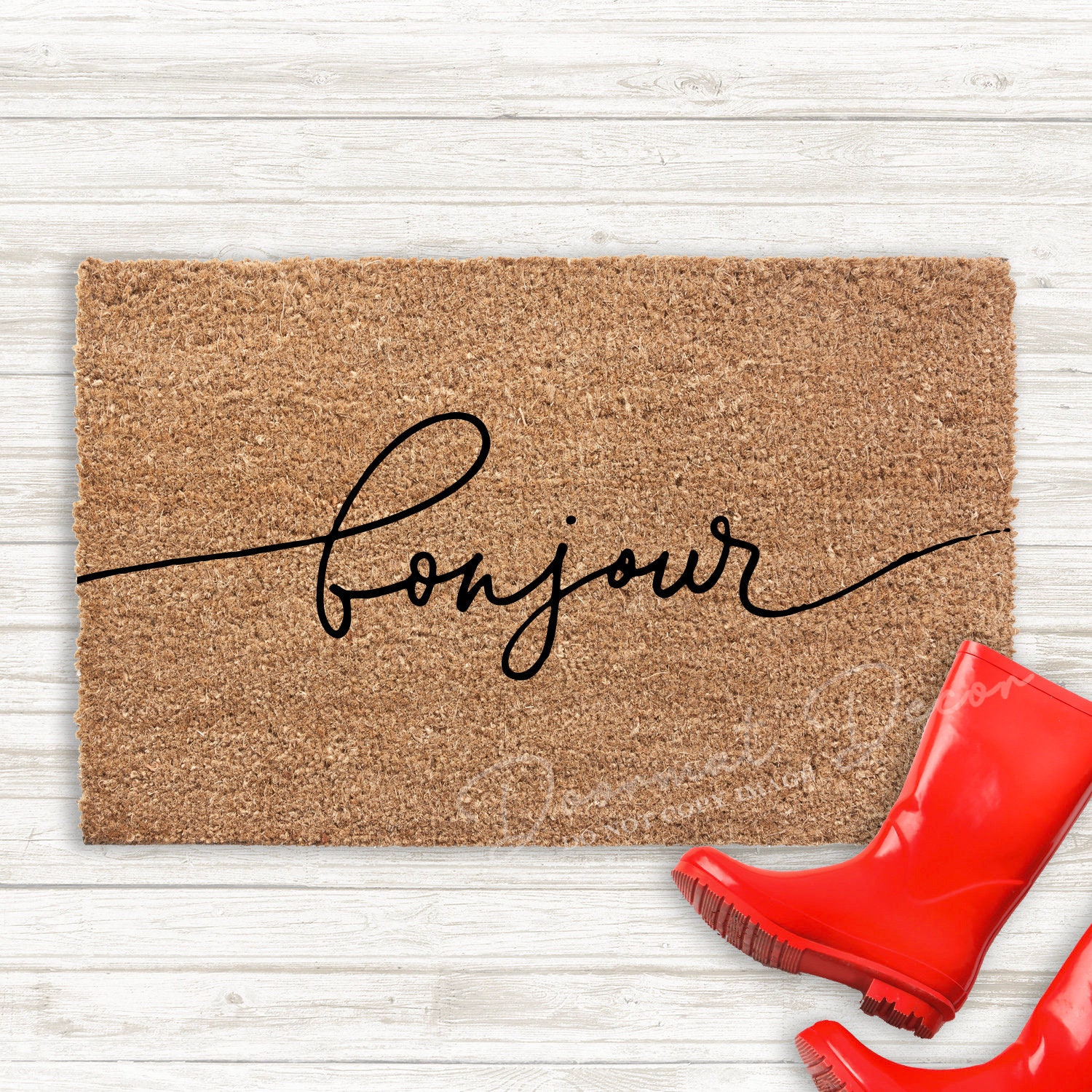 Bonjour Door Mat Welcome Doormat Flat Décor Welcome to My Flat Decorations Apartment  Doormat Rug Housewarming Gift French 