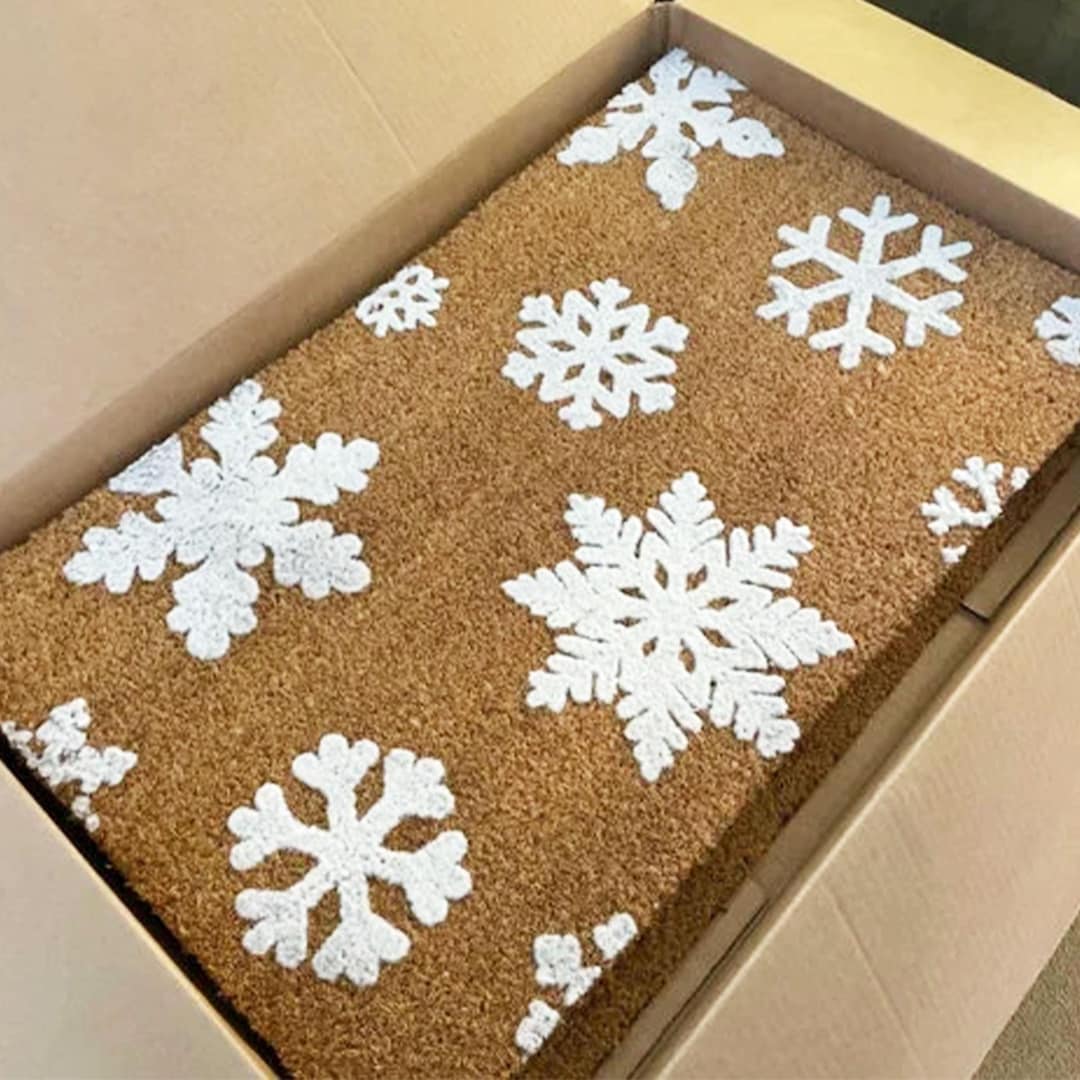 Snowflake Mat Pot Snowflake Doormat Personalized Christmas Rug Outdoor Welcome Mat ...