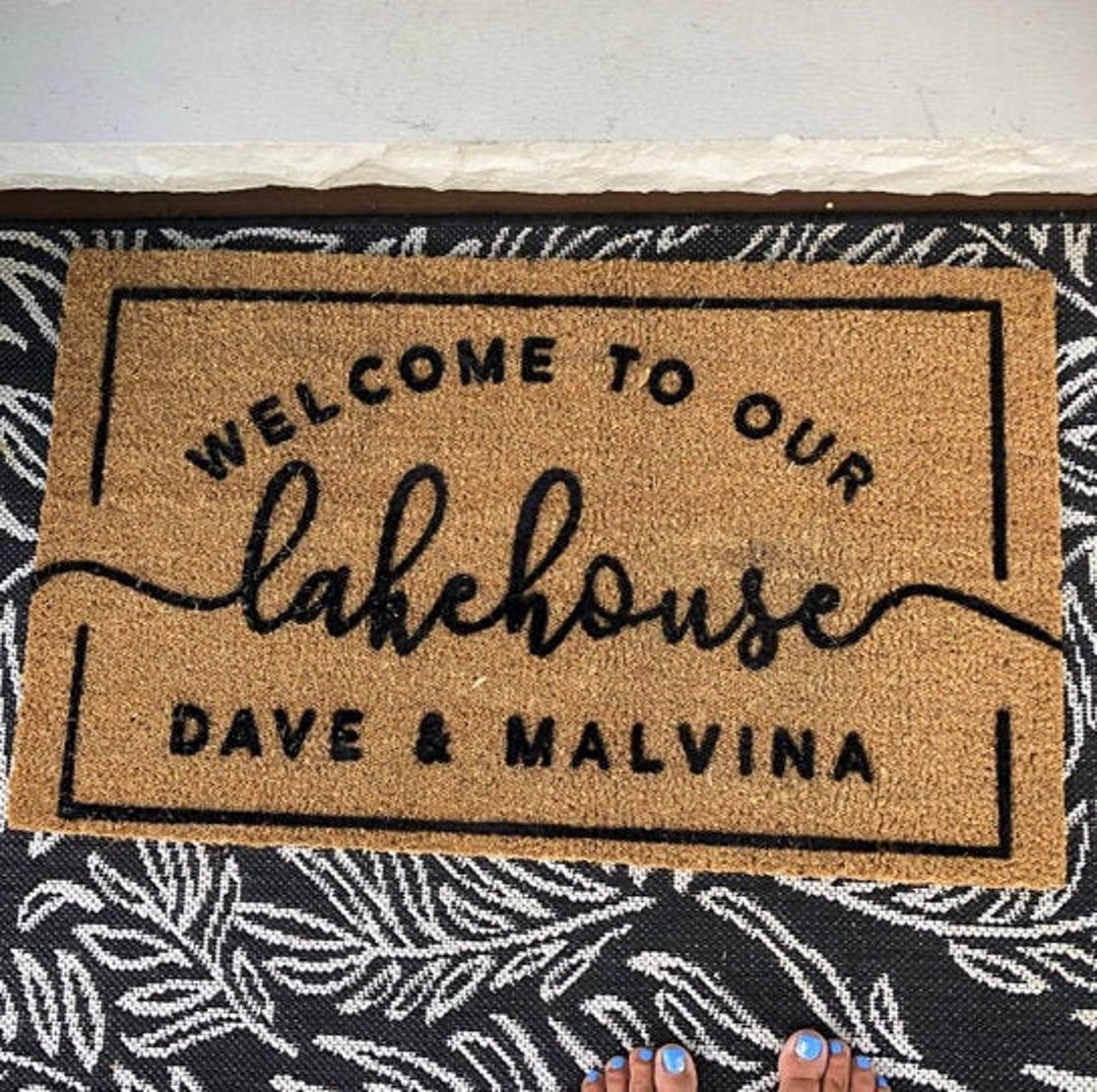 to Our Lake House Personalized Doormat, Lake Decor, Outdoor