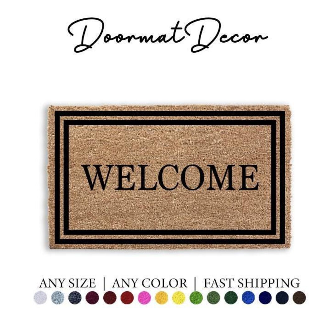 Welcome Double Border Coir Doormat Custom Personalized Outdoor Rug