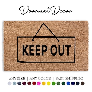 Keep Out Doormat - Personalized Private Property Sign Caution Warning Mat for Outdoor Entry
