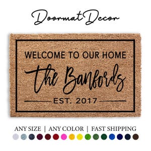 Coir Doormat Flocked Welcome Mat for Engagement Wedding  Client Gifts Outdoor Rug for Double Doors