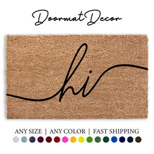 Hallo deurmat met cursief schrift, welkomstmat voor buiten, housewarmingcadeau