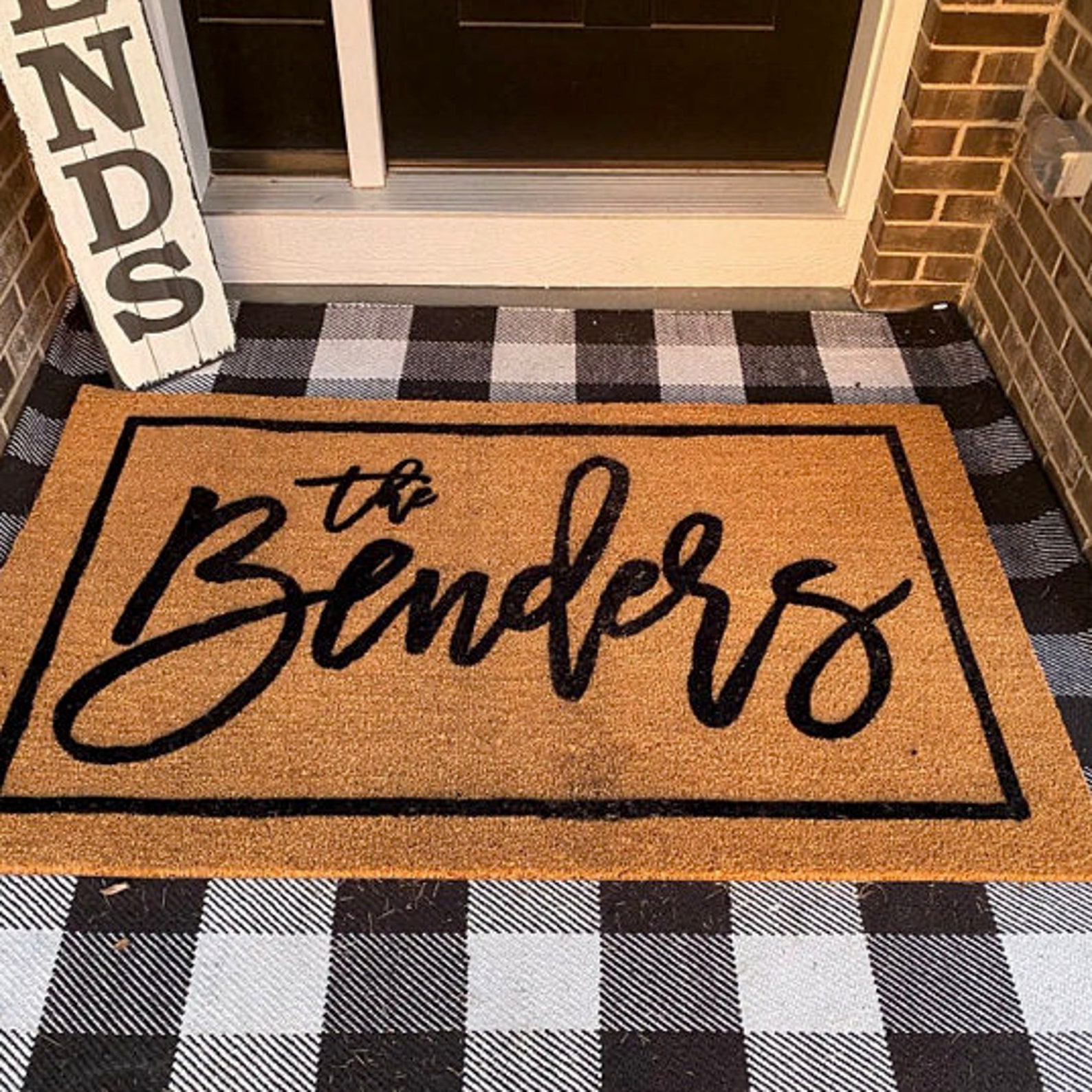 Personalized Name Doormat Flocked Coir Door Mat Mat Etsy