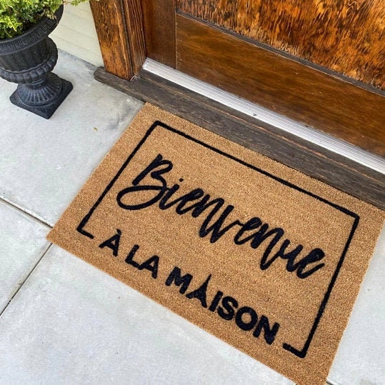 Bonjour Door Mat Welcome Doormat Flat Décor Welcome to My Flat Decorations Apartment  Doormat Rug Housewarming Gift French 