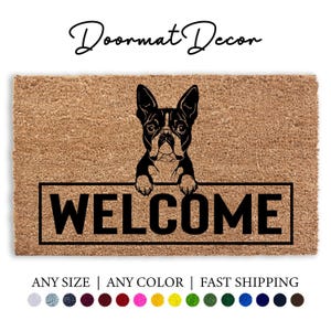 Boston Terrier  Lab Doormat Personalized Outdoor Rug for Dog Lovers Custom Pet Gift