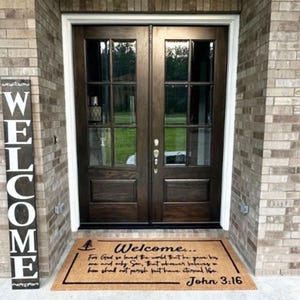 Custom Bible Verse Doormat - Knock  The Door Will Be Opened To You Matthew 77 Flocked Coir Housewarming Gift