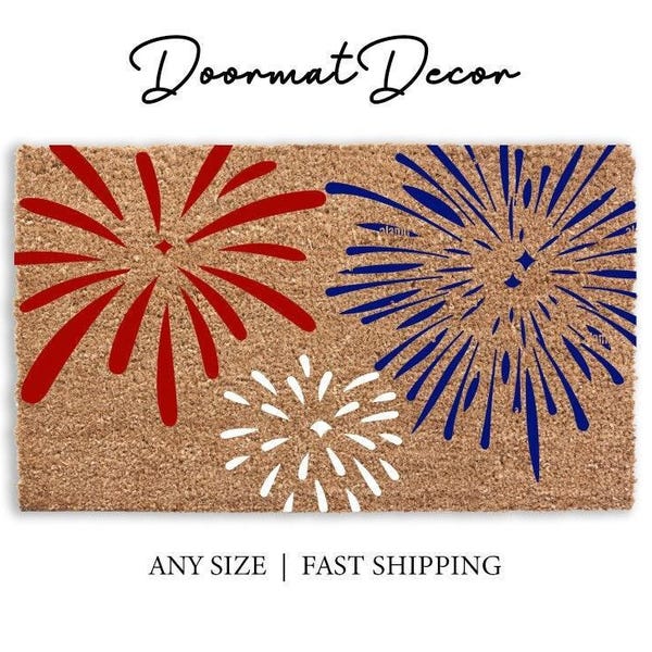 Feuerwerk Fußmatte 4. Juli Willkommen Matte Personalisierte Amerikanische Flagge Teppich