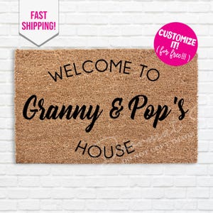 Personalized Grandparents Welcome Doormat Custom Grandma Grandpa Rug Gift from Grandkids
