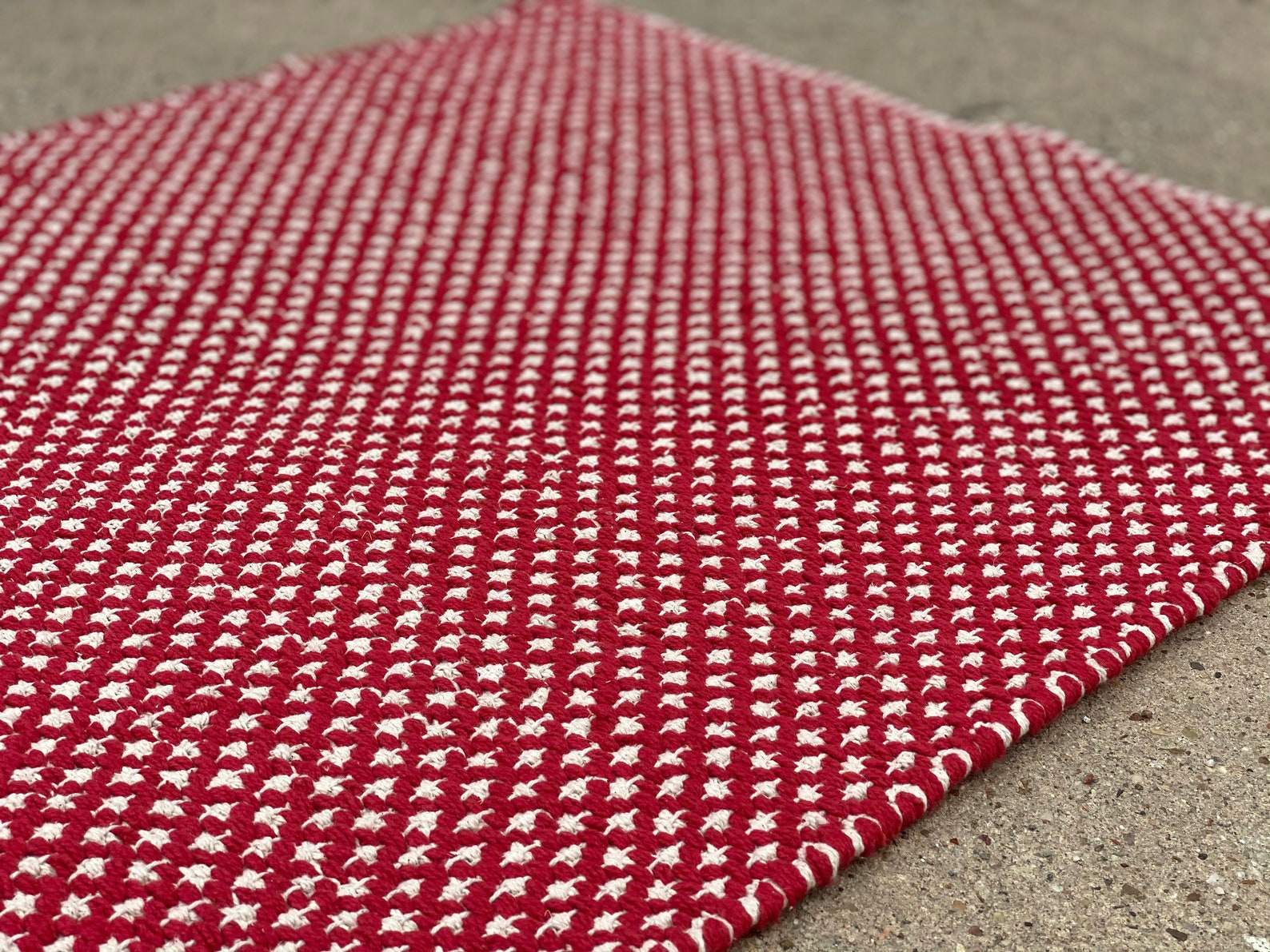 MEDIUM Red Knit Cotton Rug Woven Indoor Outdoor Layering Rug Etsy