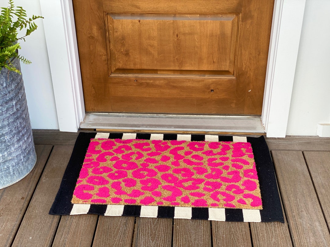 Leopard Print Doormat, Flocked Coir Outdoor Door Mat, Personalized