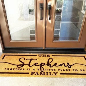 Coir Doormat  Custom Welcome Mat for Engagements  Weddings  Outdoor Double Door Rug