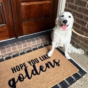 Golden Retriever Doormat  Pet Lover Welcome Mat  Cute Paw Print Rug for Dog Lovers