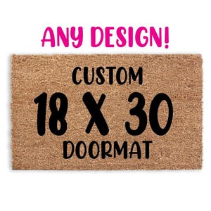 Custom 18x30 Flocked Coir Doormat  Personalized Business Logo Rug  Welcome Mat for Office