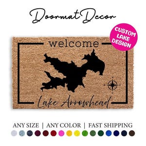 Lake Doormat   Custom Lake Name Welcome Mat  Outdoor Home Decor