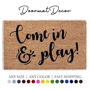 Welcome Doormat for Kids Room  Game Room  Playful Dollhouse  Dog House Rug  Entryway Decor Gift