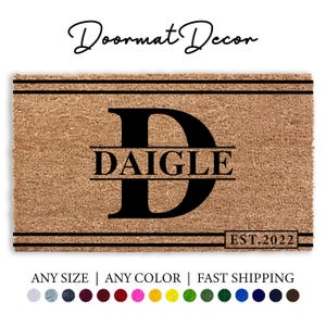 Monogrammed Coir Doormat Personalized Family Welcome Mat Housewarming Gift