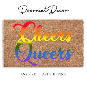 Zerbino arcobaleno Pride LGBTQ tappeto di benvenuto per esterni Cheers Queers regalo di inaugurazione della casa