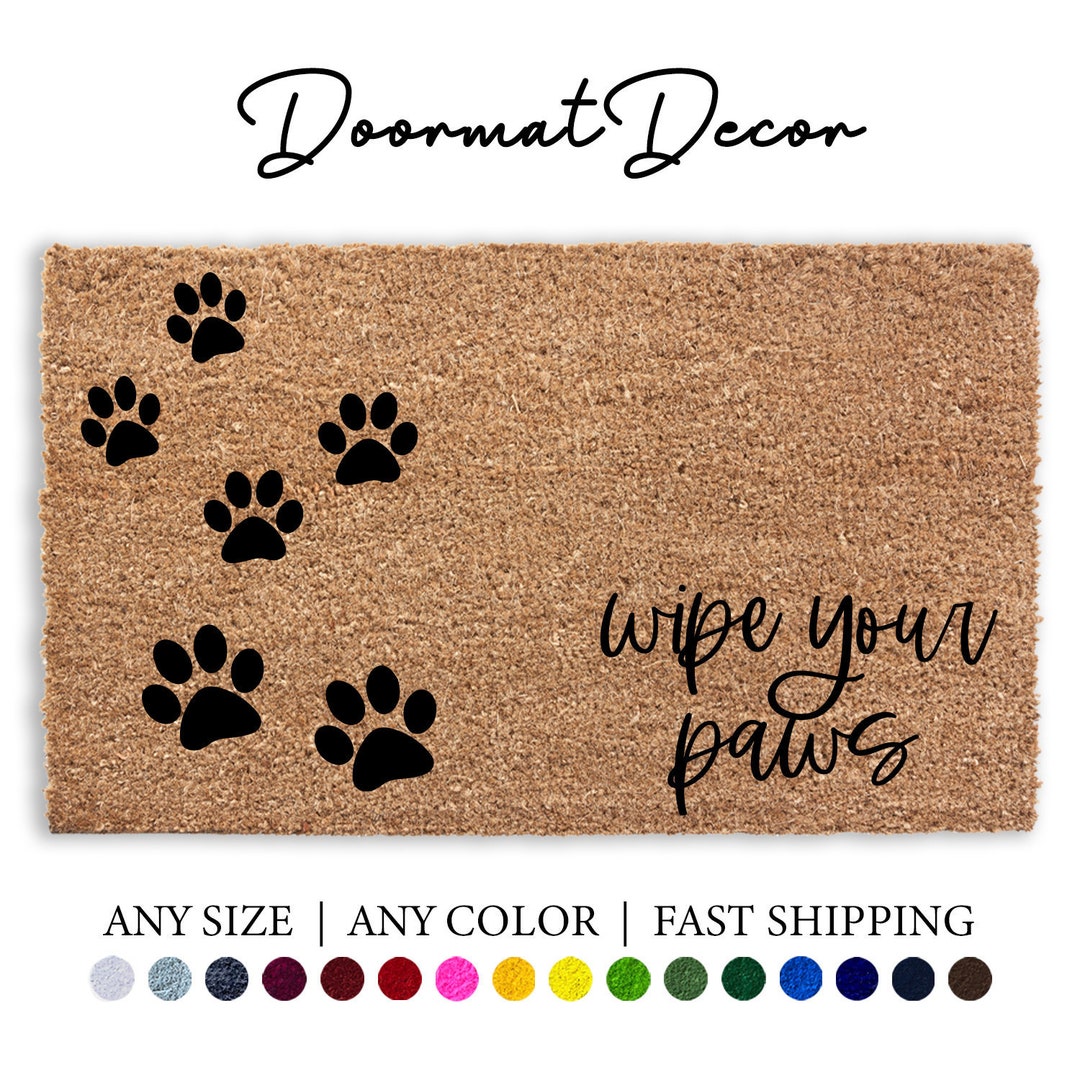 Wipe Your Paws Doormat, Paw Print Dog Cat Foot Print Mat, Outdoor Door Mat, Pet Lover