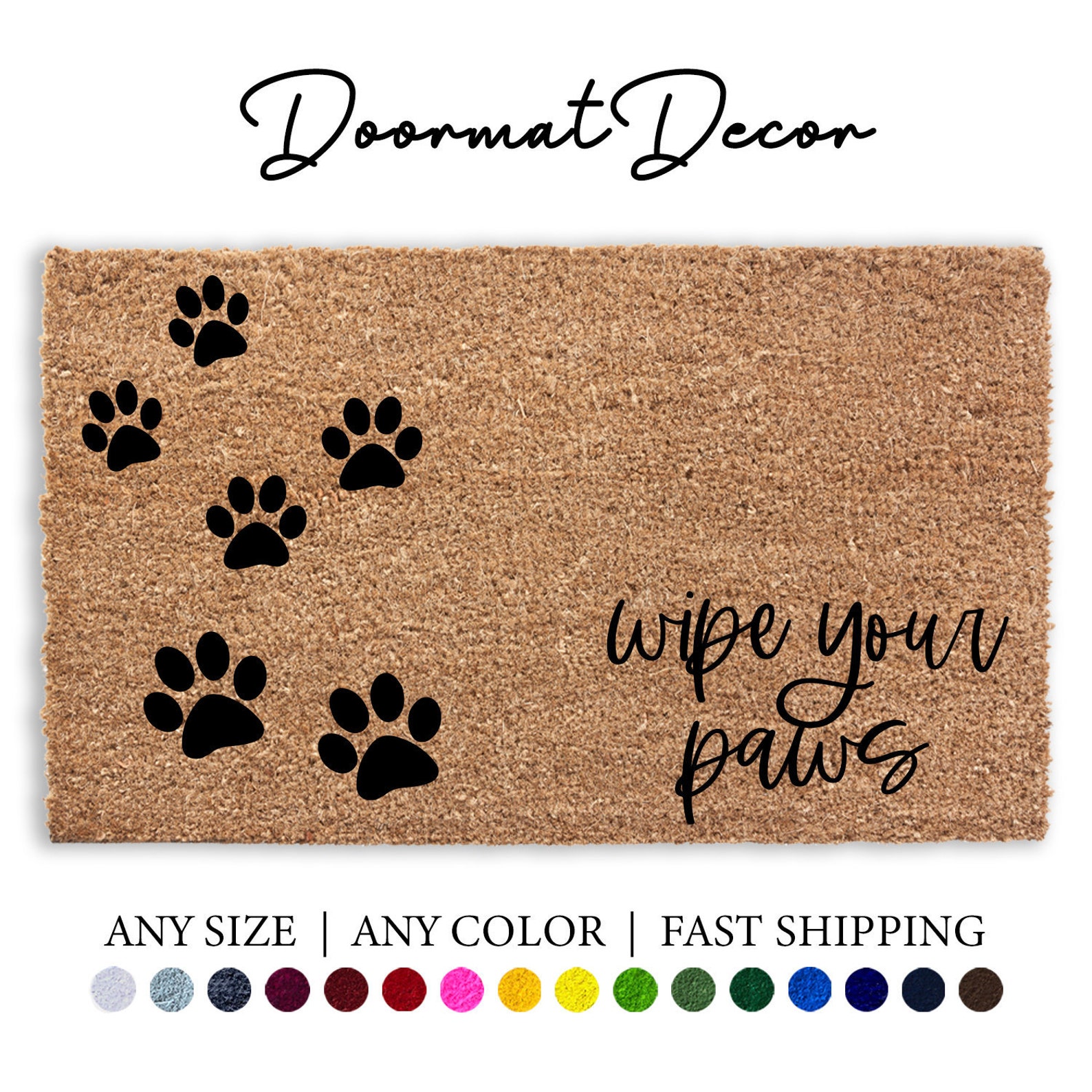 Wipe Your Paws Doormat Paw Print Dog Cat Foot Print Etsy