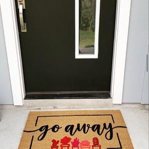 Funny Succulent Doormat  Personalized Outdoor Welcome Mat  Go Away Gift for Plant Lovers
