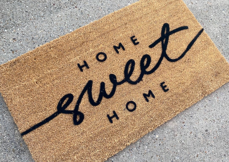 Home Sweet Home Doormat Flocked Coir Outdoor Mat Etsy