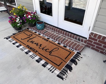Personalized Coir Doormat Flocked Welcome Mat Unique Engagement Gift