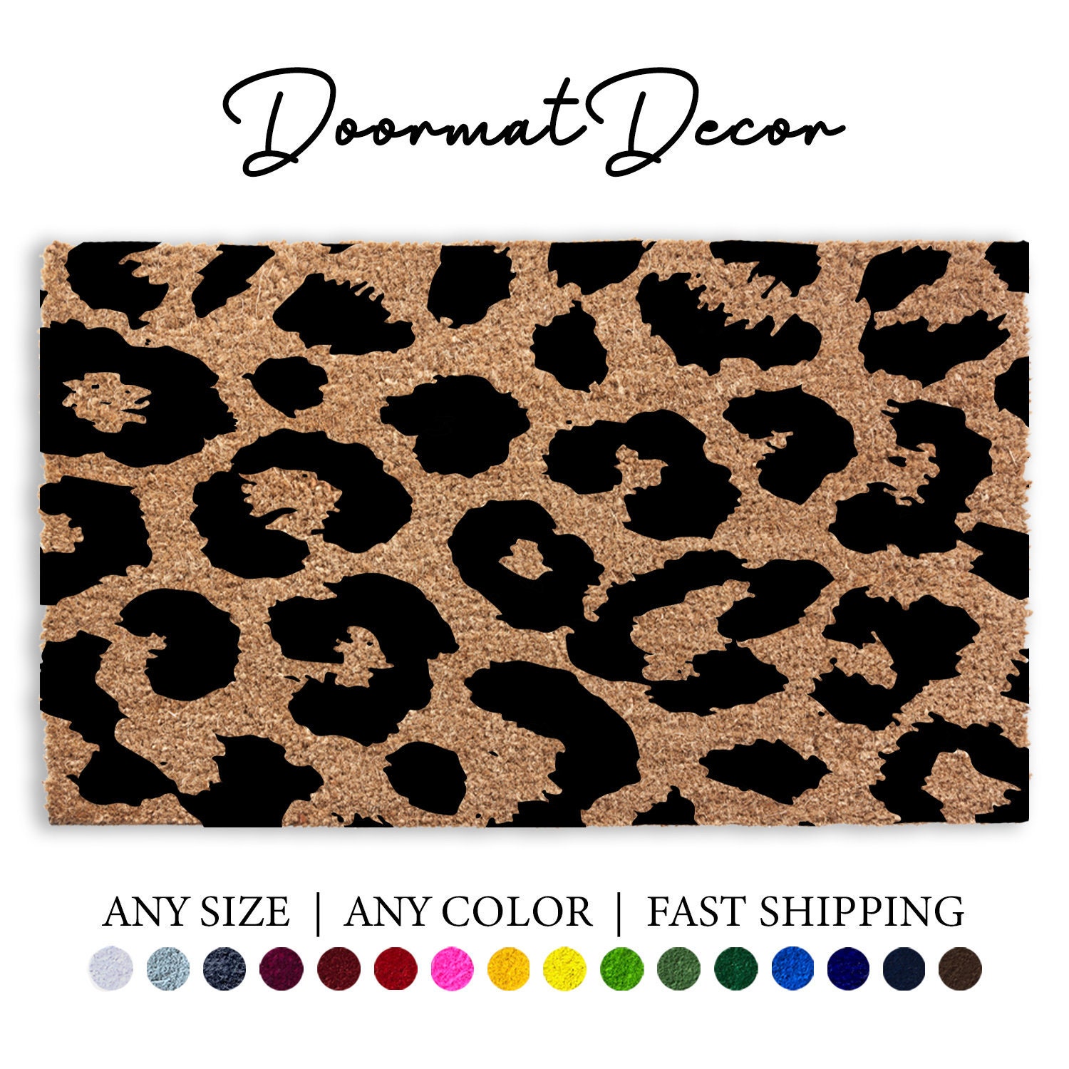Leopard Print Doormat Flocked Coir Outdoor Door Mat Etsy