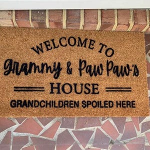 Personalized Grandparents House Doormat Custom Gift for Grandma  Grandpa Family Welcome Rug