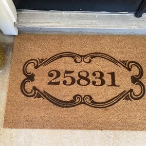 Custom Address Doormat, Flocked Coir Door Mat, Outdoor Welcome Mat, Personalized Street Address Numbers, Housewarming,  Client Gift