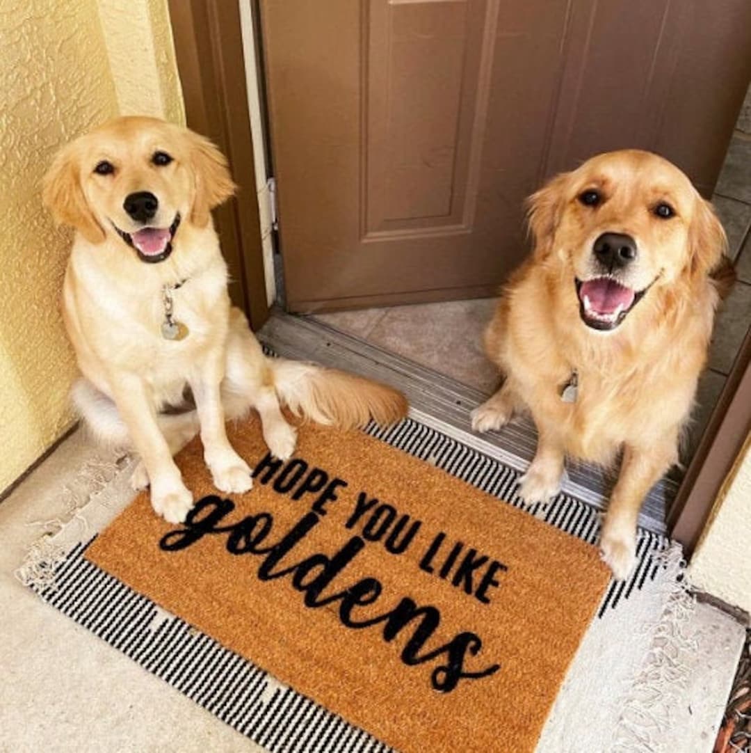 Cute Golden Retriever Personalized Doormat