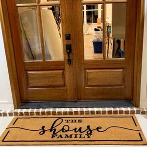 Personalized Coir Doormat  Custom Welcome Mat  Unique Engagement Gift for Couples