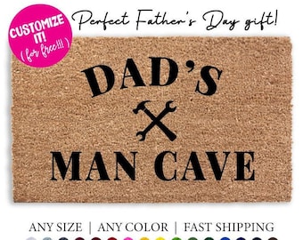 Personalized Man Cave Doormat  Custom Gift for Grandpa Uncle or Dad  Tool Garage Rug