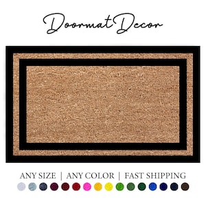 Thick Border Coir Doormat  Custom Personalized Entryway Rug  Double Border Flocked Outdoor Decor