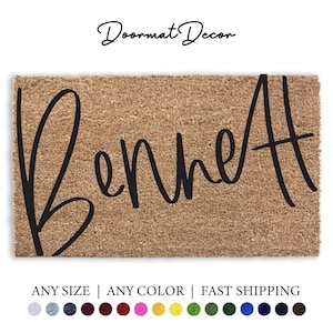 Coir Welcome Mat  Custom Name Doormat  Perfect Engagement or Wedding Gift