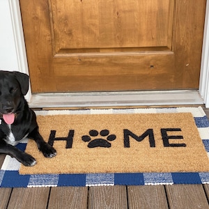 Dog Paw Print Doormat - Animal Lover Welcome Mat for Entryway Double Door Size Pet Gift
