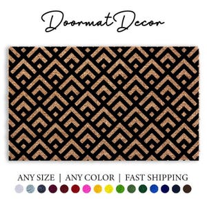 Geometric Welcome Doormat Modern Flocked Coir Rug Custom Minimalist Outdoor Mat
