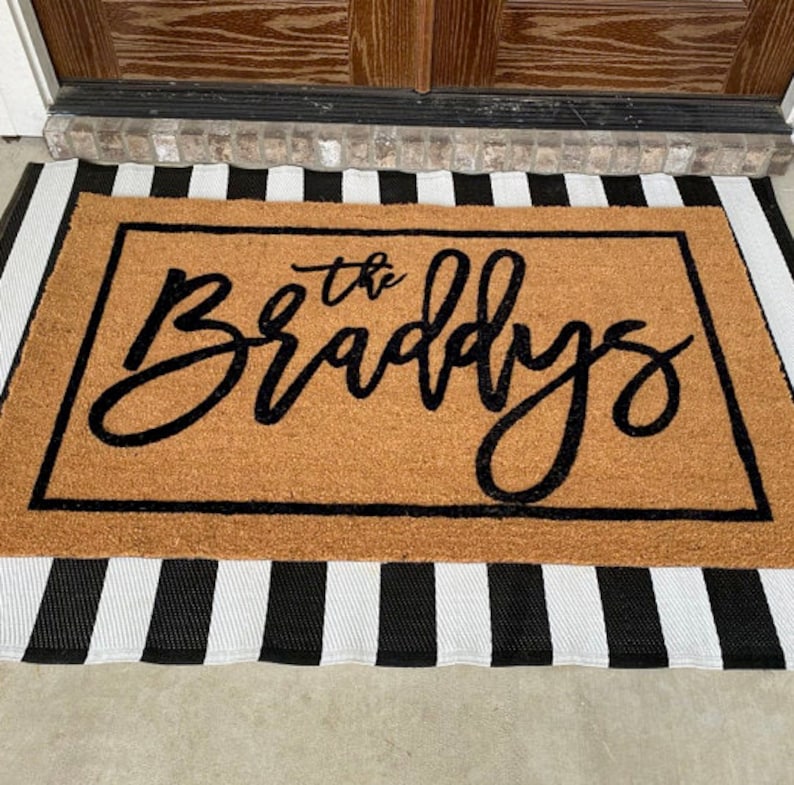 Personalized Name Doormat Flocked Coir Door Mat Mat Etsy