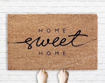 Home Sweet Home Doormat, Flocked Coir Outdoor Welcome Mat, Personalized Door Mat, Custom Personalized Door Mat, Housewarming Client Gift