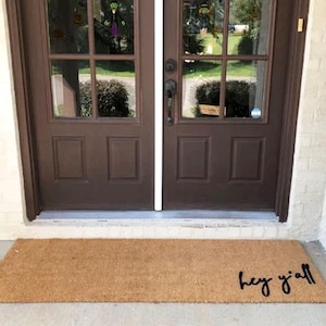 Texas Welcome Mat  Custom Hey Yall Doormat  Flocked Coir Outdoor Mat