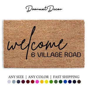 Custom Address Doormat Personalized Outdoor Welcome Mat with Street Numbers Perfect Housewarming Gift