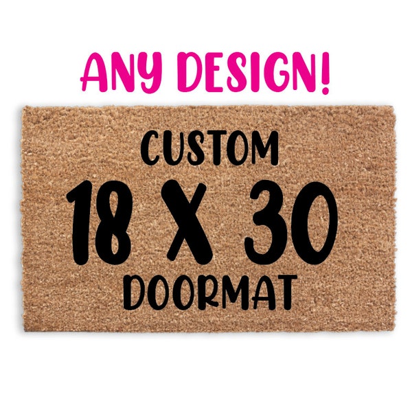 Custom 18x30 inch Doormat, 1.5x2.5 feet Door Mat, Personalized Logo, Business Office Logo Rug, Flocked Coir Welcome Mat Personalized Doormat