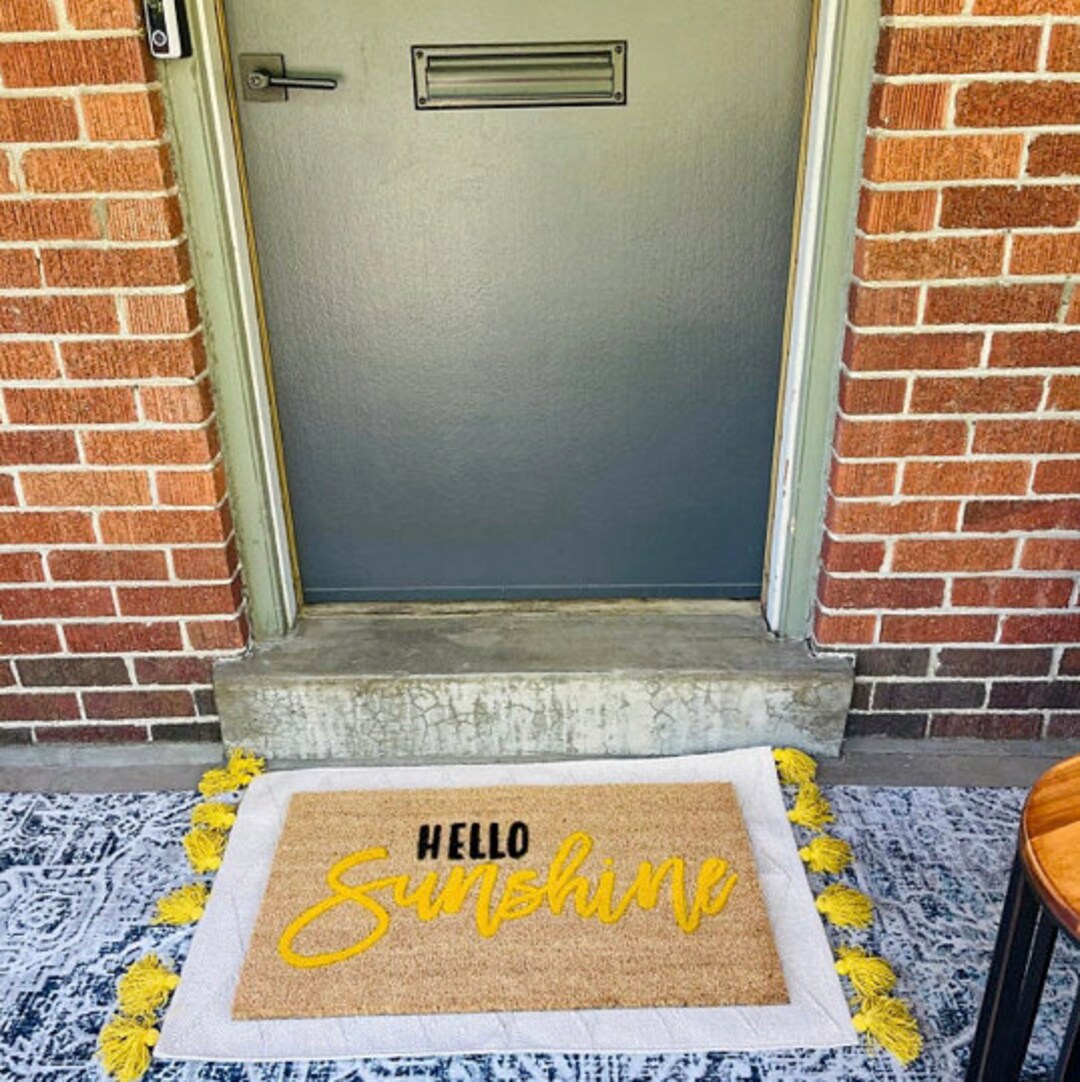 Hello Sunshine Doormat Flocked Coir Outdoor Mat Etsy