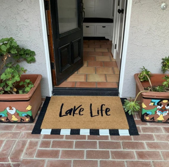 Lake Life Oars Doormat, Waves Oars Summer Lake House Door Mat