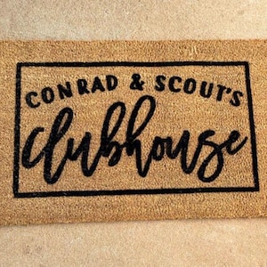 Playhouse Doormat  Kids Decor for Treehouse  Game Room  Custom Personalized Outdoor Welcome Mat