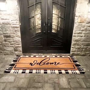 Welcome Doormat  Flocked Coir Outdoor Mat  Custom Housewarming Gift
