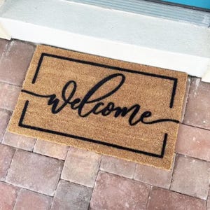 Flocked Coir Doormat  Custom Welcome Mat  Housewarming Gift