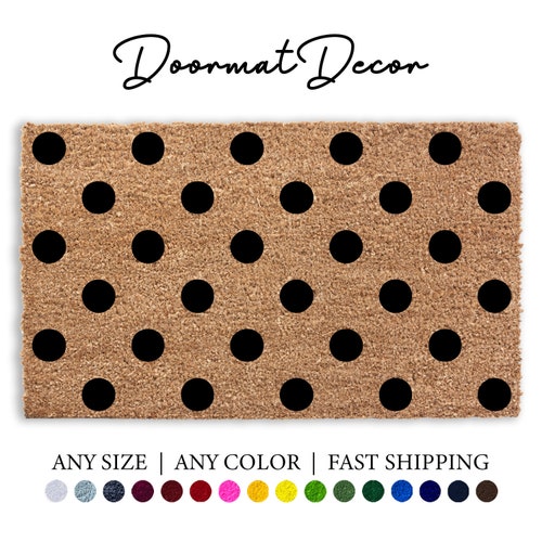 Polka Dot Doormat Flocked Coir Doormat Outdoor Rug Etsy