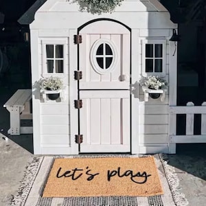 Lets Play Doormat  Kids Game Room  Dollhouse Decor Outdoor Welcome Mat Entryway Gift